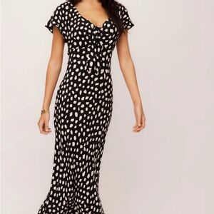 Fifteen Twenty Black and White Ruched Maxi Dress